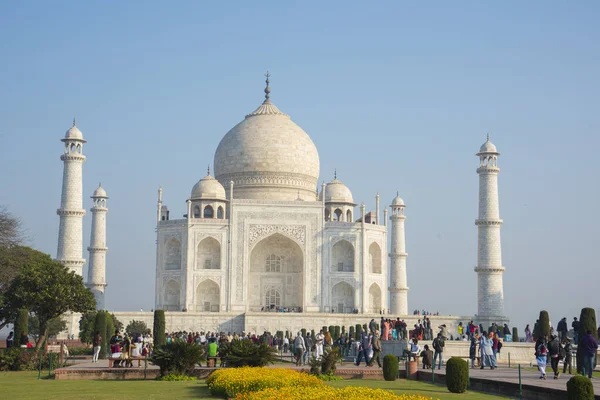 Widok Taj Mahal Wpisane Listę Światowego Dziedzictwa Unesco Agra Indie — Zdjęcie stockowe
