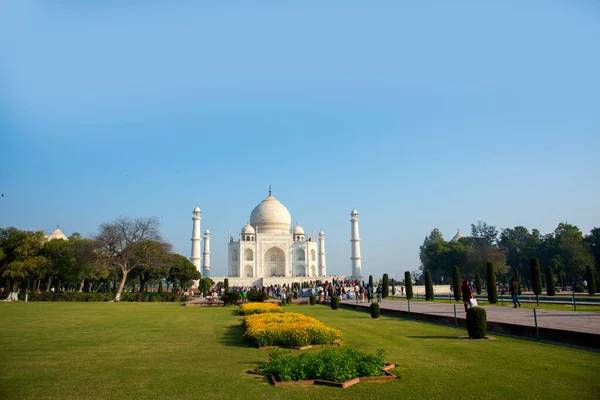 View Taj Mahal Unesco World Heritage Site Agra India Taj — Stock Photo, Image