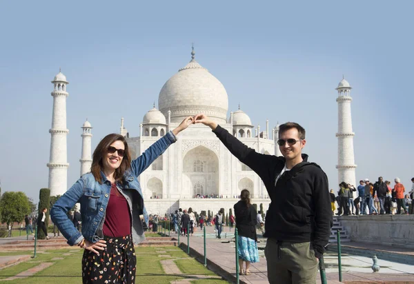 Agra India February 2018 Turisté Indie Celého Světa Navštíví Taj — Stock fotografie