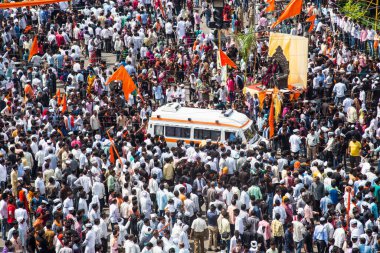 AMRAVATI, MAHARASHTRA, INDIA, 22 Eylül 2016: Maratha cemaati, Maharashtra hükümetine karşı toplumda rezervasyon ve Vahşet Yasası değişiklikleri nedeniyle protestocular yürüyüşü.