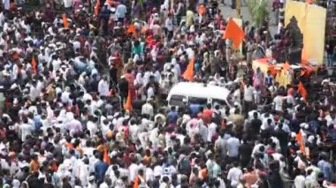 AMRAVATI, MAHARASHTRA, INDIA - 22 Eylül 2016: Maratha cemaati, Maharashtra hükümetine karşı halkı protesto yürüyüşü ve zulüm yasası değişiklikleri.