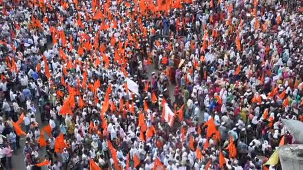 Amravati Maharashtra India Septiembre 2016 Manifestantes Marchan Del Pueblo Maratha — Vídeo de stock