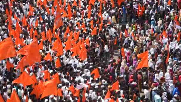 Amravati Maharashtra India Septiembre 2016 Manifestantes Marchan Del Pueblo Maratha — Vídeo de stock