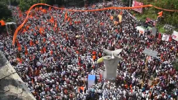 Amravati Maharashtra India September 2016 Protestanter Marscherar Människor Maratha Community — Stockvideo