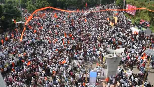 Amravati Maharashtra India September 2016 Protestanter Marscherar Människor Maratha Community — Stockvideo