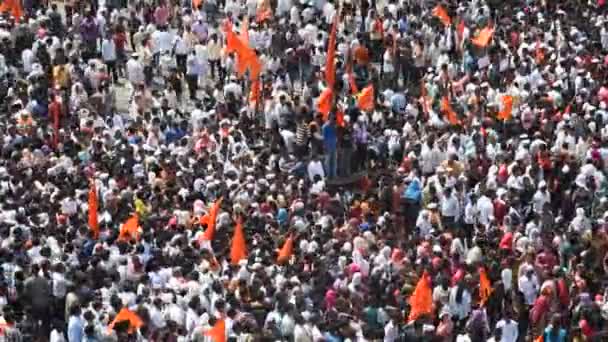 Amravati Maharashtra India Septiembre 2016 Manifestantes Marchan Del Pueblo Maratha — Vídeo de stock