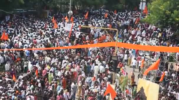 Amravati Maharashtra India Septiembre 2016 Manifestantes Marchan Del Pueblo Maratha — Vídeo de stock