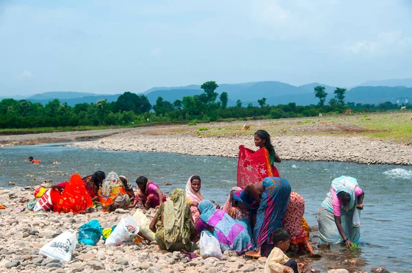 Akola Maharashtra India September 2019 Индуистские Женщины Ритуальной Церемонии Реки — стоковое фото