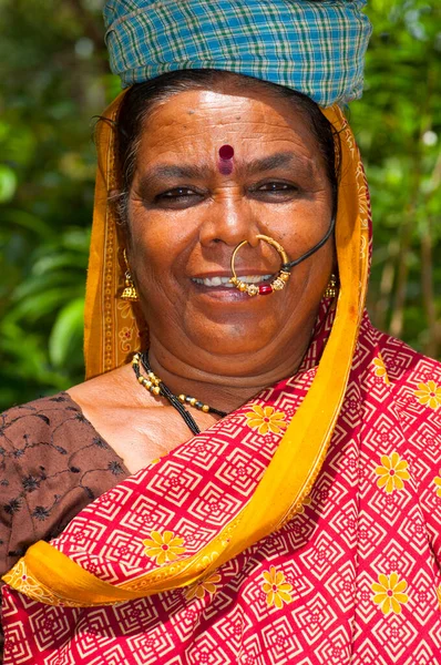 Akola Maharashtra India September 2019 Portrait Unidentified Happy Indian Rural — Stock Photo, Image