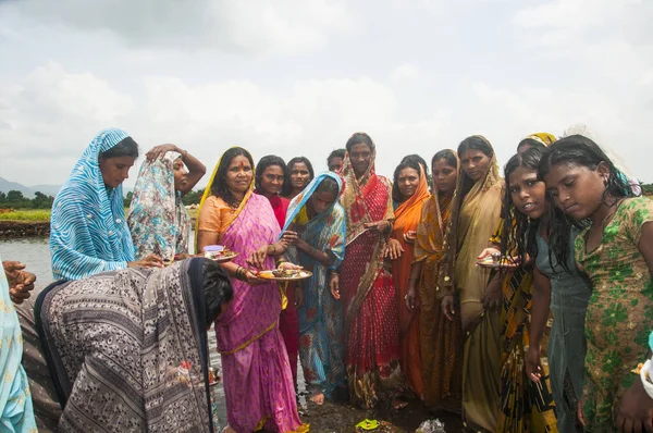 Akola Maharashtra India Wrzesień 2019 Hinduskie Kobiety Podczas Ceremonii Rytualnej — Zdjęcie stockowe