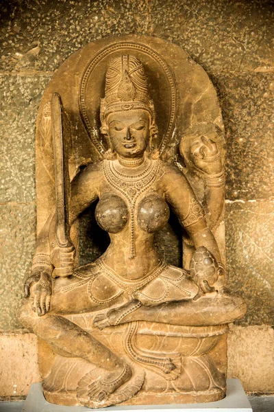 Gammal Indisk Skulptur Den Hinduiska Guden Och Gudinnan Snidad Sten — Stockfoto