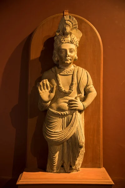 Una Antigua Escultura India Del Dios Diosa Hindú Tallada Piedra —  Fotos de Stock