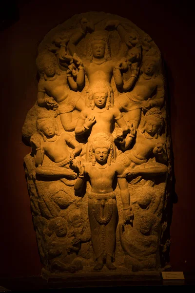 Una Antigua Escultura India Del Dios Diosa Hindú Tallada Piedra — Foto de Stock