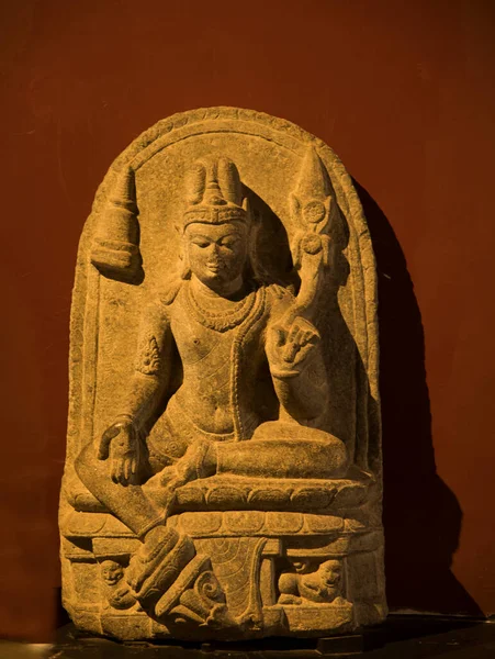 Uma Antiga Escultura Indiana Deus Hindu Deusa Esculpida Pedra — Fotografia de Stock