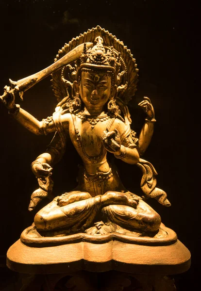 Indiai Hindu Isten Istennő Ősi Fémszobra — Stock Fotó