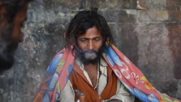 Vrindavan India Marzo 2017 Sadhu Identificado Asceta Religioso Persona Santa — Vídeo de stock