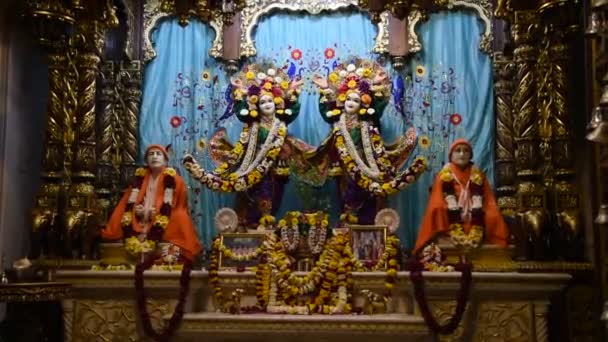 Vrindavan India Března 2017 Hare Krishna Hraje Kirtan Skanduje Interiéru — Stock video