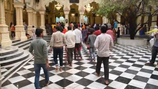 Vrindavan India March 2017 Hare Krishna Playing Kirtan Chants Interior — 비디오