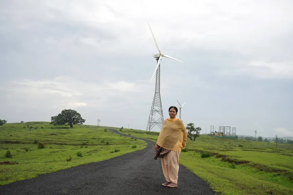 Indian woman at hill station and enjoying nature.