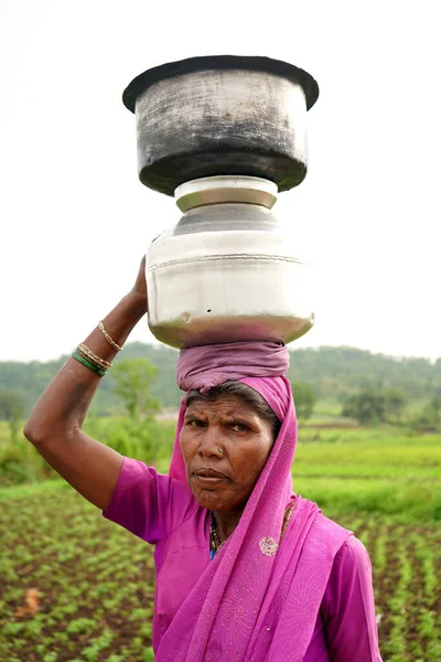 Chikhaldara Maharashtra India Hazi Ran 2020 Tanımlanamayan Kırsal Hintli Kadınlar — Stok fotoğraf