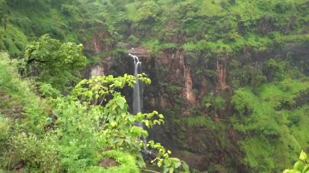 Blick Auf Den Beautiful Forest Wasserfall Als Tageszeit — Stockvideo