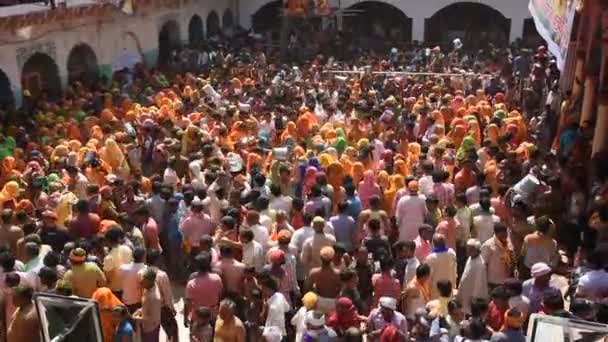 Vrindavan India March 2017 Indian Widow Celebrating Holi Hindu Spring — Stock Video