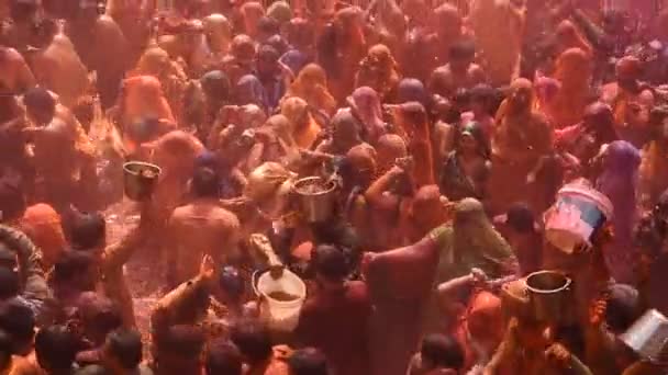 Vrindavan India Μαρτιοσ 2017 Ινδή Χήρα Γιορτάζει Holi Ινδουιστικό Φεστιβάλ — Αρχείο Βίντεο