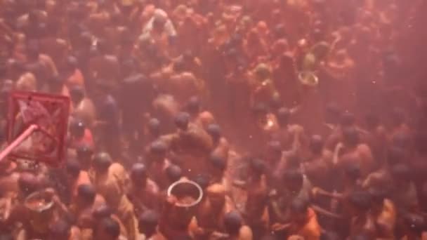 Vrindavan Inde Mars 2017 Une Veuve Indienne Célèbre Holi Fête — Video