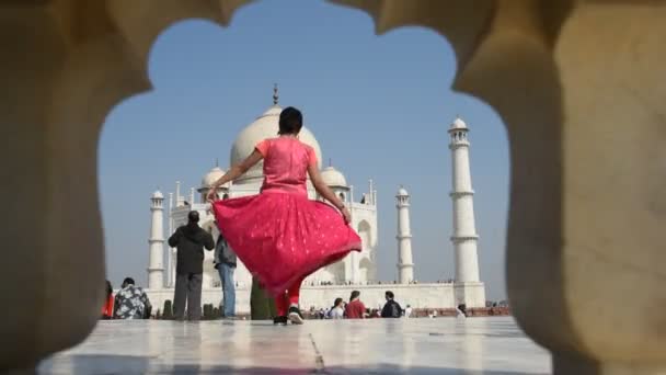 Agra India Luty 2018 Turyści Indii Całego Świata Odwiedzić Taj — Wideo stockowe