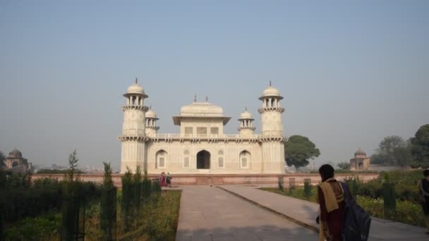 Agra India February 2018 Унікальний Туристичний Візит Гробниці Tmad Daulah — стокове відео