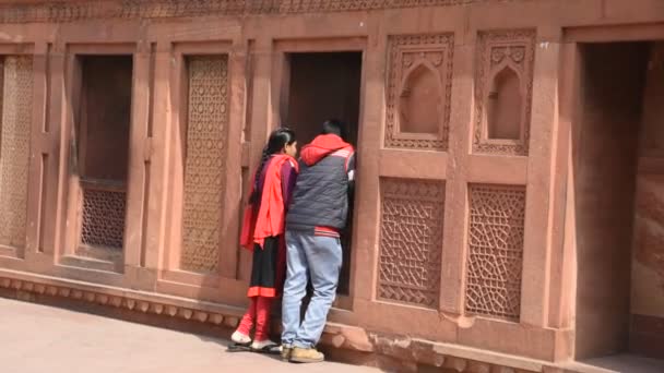 Agra Índia Fevereiro 2018 Turistas Forte Vermelho Agra Este Forte — Vídeo de Stock