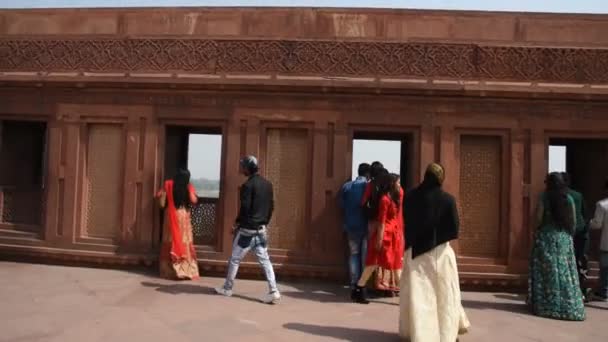 Agra Índia Fevereiro 2018 Turistas Forte Vermelho Agra Este Forte — Vídeo de Stock