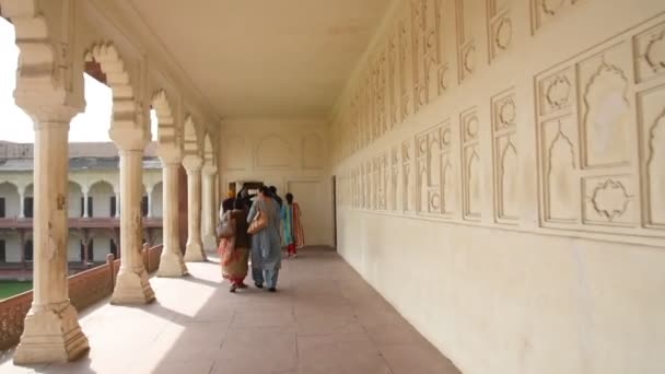 Agra Índia Fevereiro 2018 Turistas Forte Vermelho Agra Patrimônio Mundial — Vídeo de Stock