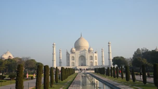 Vista Del Taj Mahal Patrimonio Humanidad Por Unesco Agra India — Vídeo de stock