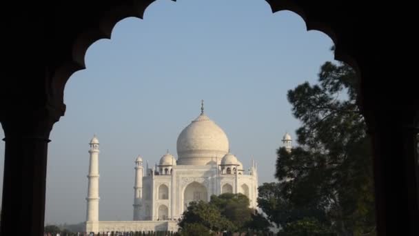 Vista Del Taj Mahal Patrimonio Humanidad Por Unesco Agra India — Vídeos de Stock