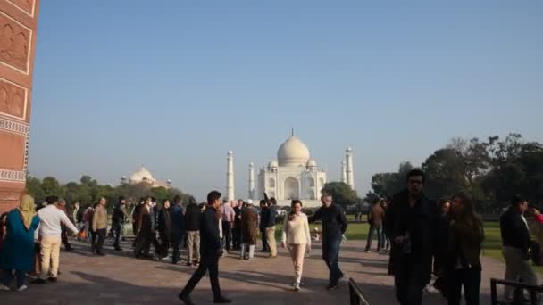 Agra India Február 2018 Turisták Indiából Világ Minden Tájáról Látogasson — Stock videók