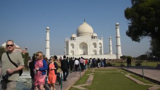 Agra India Februari 2018 Toeristen Uit India Hele Wereld Bezoek — Stockvideo