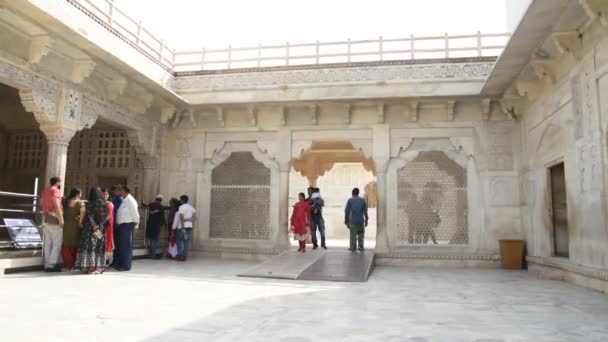 Agra Indien Februar 2018 Touristen Roten Fort Von Agra Unesco — Stockvideo