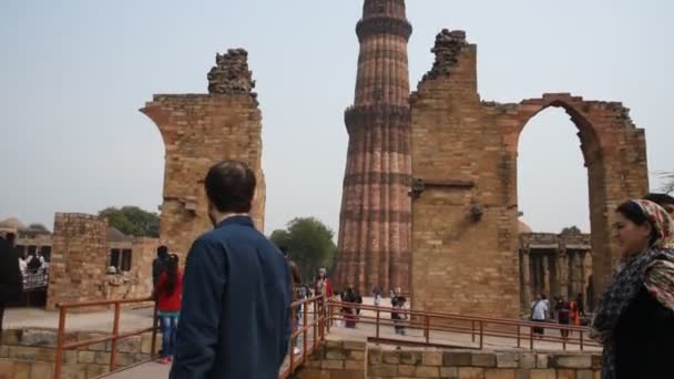 Agra Índia Fevereiro 2018 Turistas Forte Vermelho Agra Este Forte — Vídeo de Stock