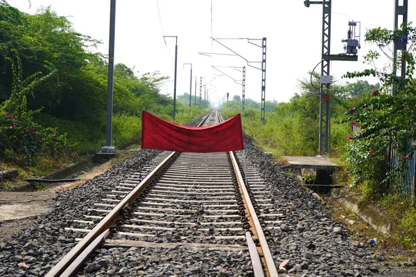 Tracks of Indian Railways near railway station.