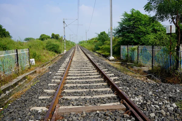 Gleise Der Indischen Eisenbahn Bahnhofsnähe — Stockfoto