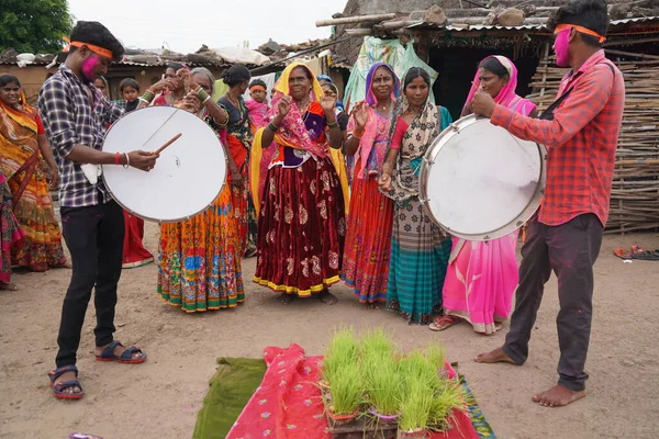 Amravati Maharashtra India Wrzesień 2020 Niezidentyfikowany Indyjski Plemienny Lambada Lub — Zdjęcie stockowe