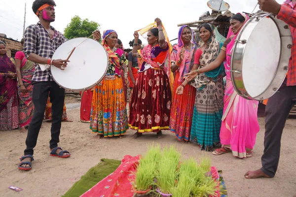 Amravati Maharashtra India Září 2020 Neidentifikovaní Šťastní Indičtí Venkované Své — Stock fotografie