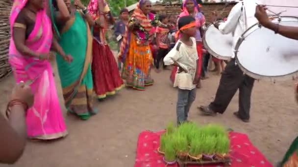 Amravati Maharashtra India Septiembre 2020 Hombres Mujeres Tribu India Lambada — Vídeo de stock