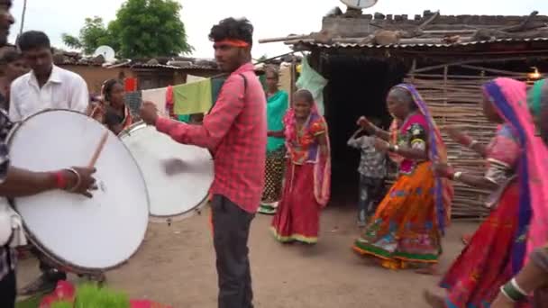 Amravati Maharashtra India Septiembre 2020 Hombres Mujeres Tribu India Lambada — Vídeo de stock