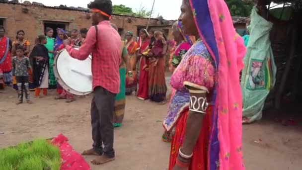 Amravati Maharashtra India Septiembre 2020 Hombres Mujeres Tribu India Lambada — Vídeo de stock