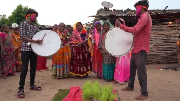 Amravati Maharashtra India Septiembre 2020 Hombres Mujeres Tribu India Lambada — Vídeo de stock