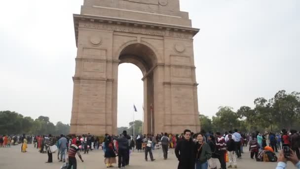 Dehi India January 2018 Tourist India Gate India Gate是由Edwin Lutyens爵士设计的战争纪念馆 — 图库视频影像