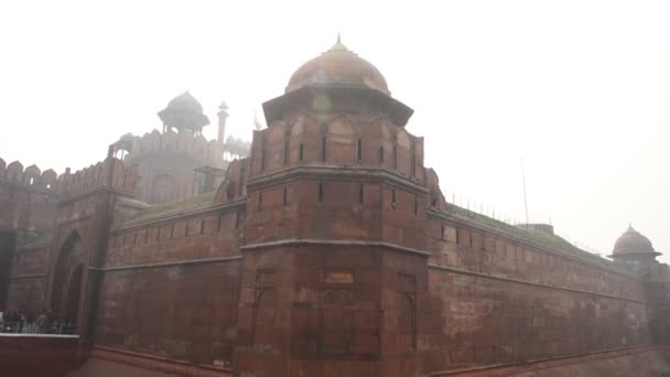 Дели Индия Январь 2018 Турист Местные Жители Посещающие Исторический Красный — стоковое видео