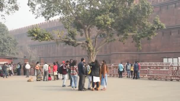 Delhi India January 2018 역사적 요새를 방문하는 관광객 사람들 포트는 — 비디오